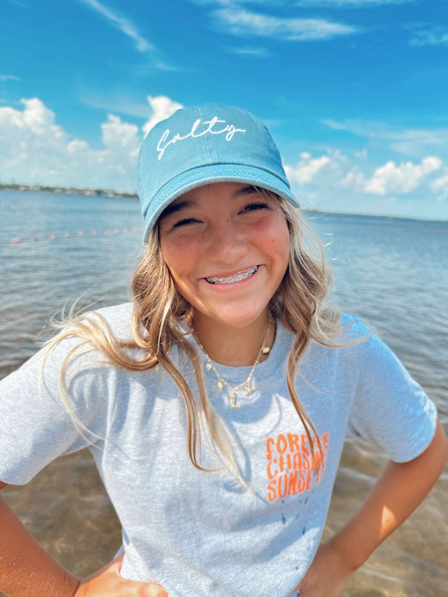 Salty Lettering Embroidery Baseball Cap