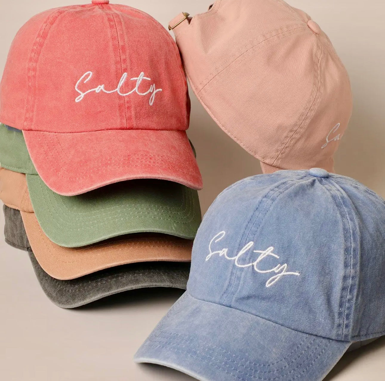 Salty Lettering Embroidery Baseball Cap