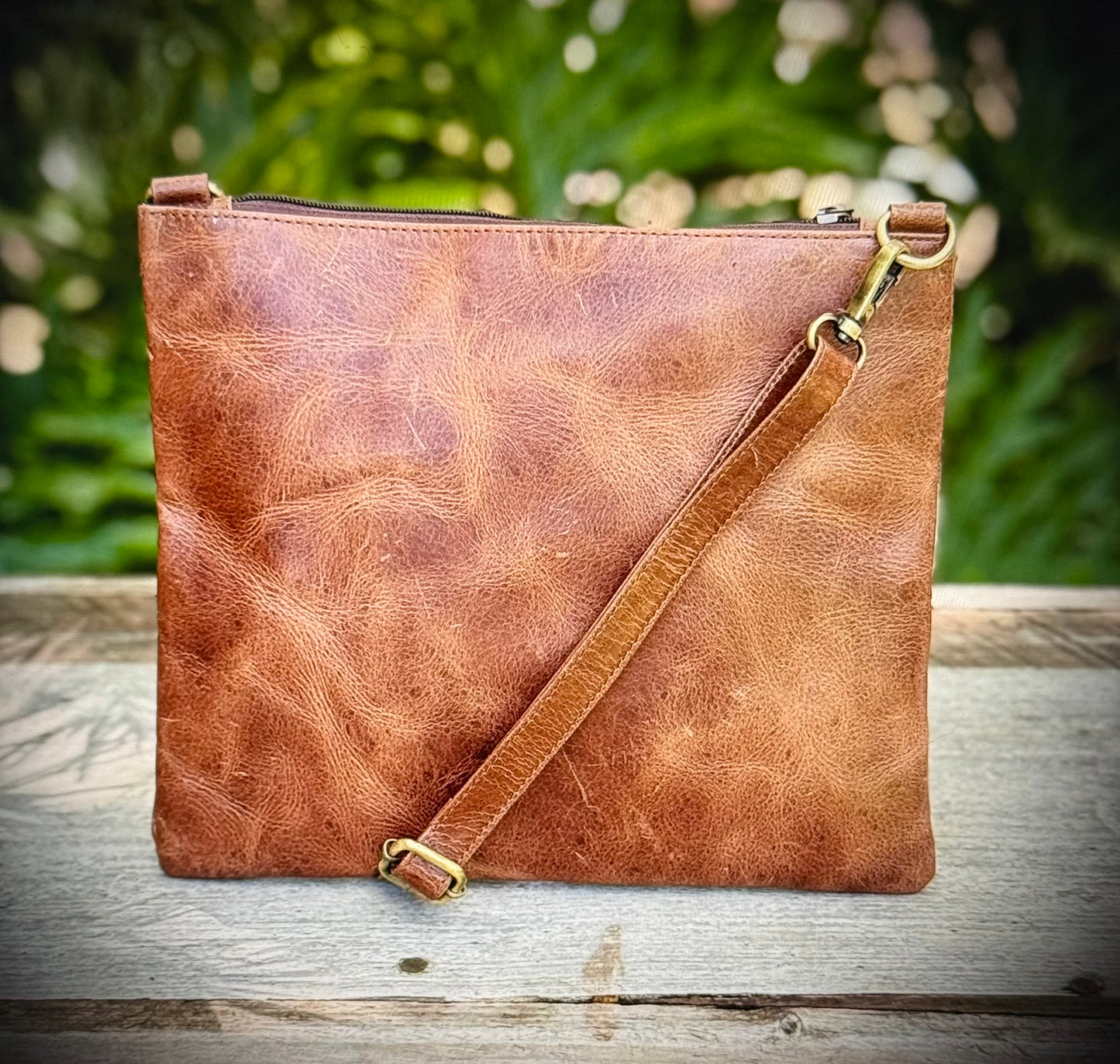 Upcycled Lv Cowhide Leather Crossbody Bag Western