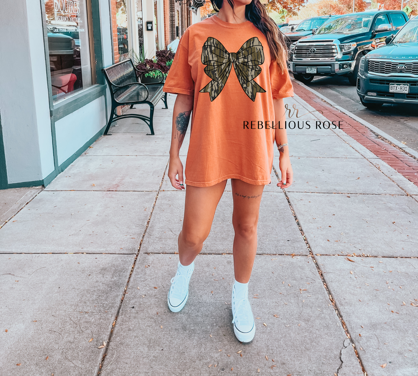Camo Coquette Bow Graphic T-shirt