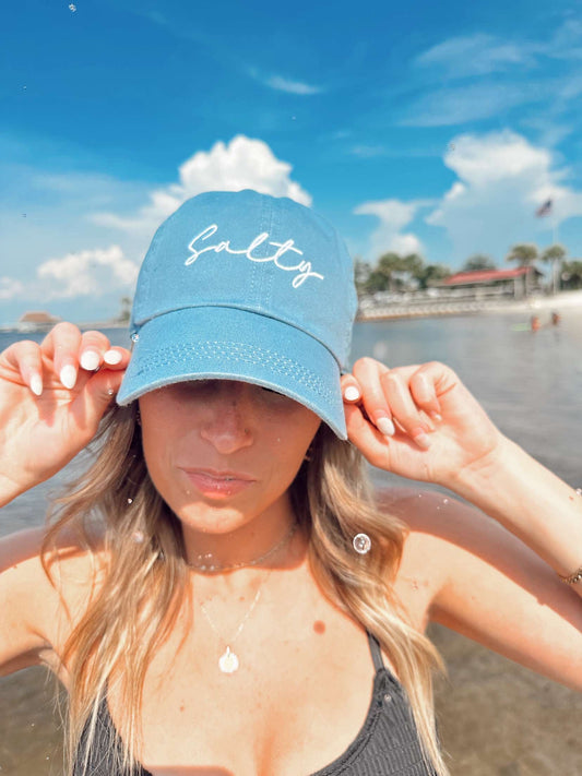 Salty Lettering Embroidery Baseball Cap